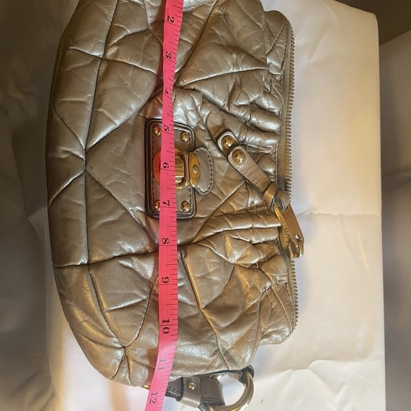 Marc Jacobs Camila Leather Quilted Patchwork Shoulder Bag Purse Italy Gold - Picture 16 of 16